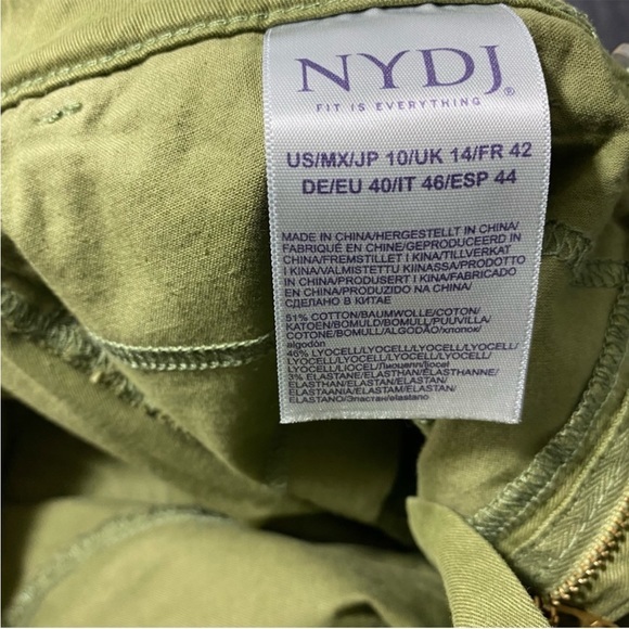 NYDJ Size 10 Pants Utility Cargo Chico Green High Waist Lift Tuck Pockets - Picture 7 of 11